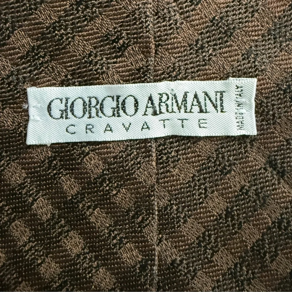 Giorgio Armani Brown and Black Checkered Silk Blend Tie Classic Business Luxury
